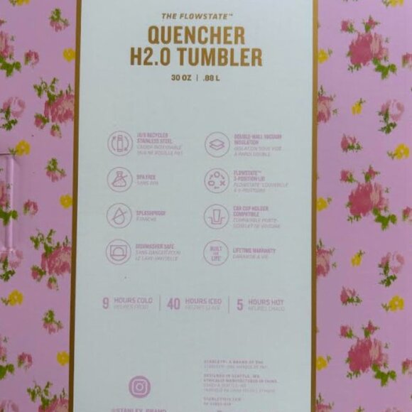 Stanley x LoveShackFancy Quencher H2.0 Flowstate Tumbler 30 OZ Ibiza Sunset - Picture 9 of 9
